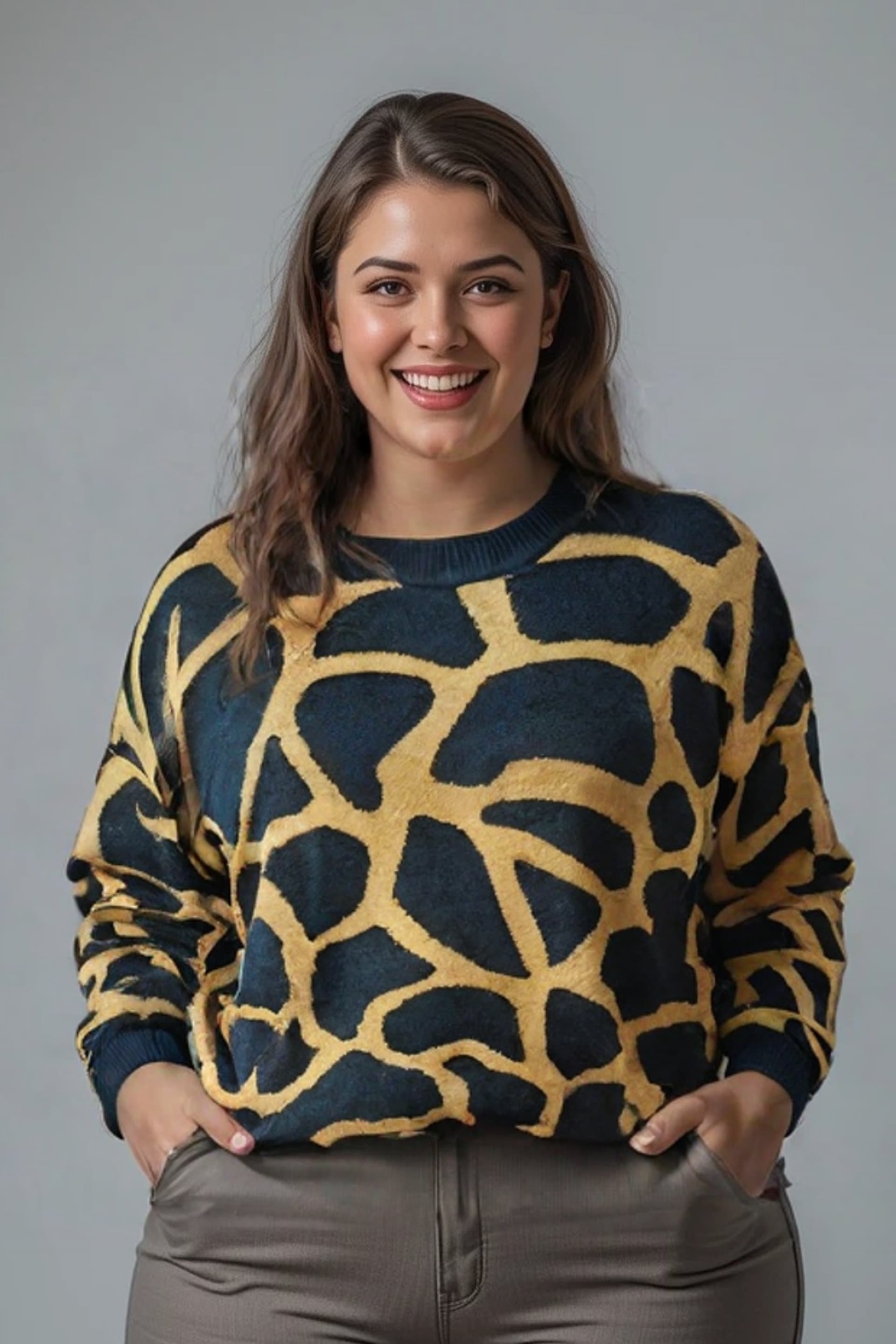 Sweater Grueso Con Diseño Animal Print