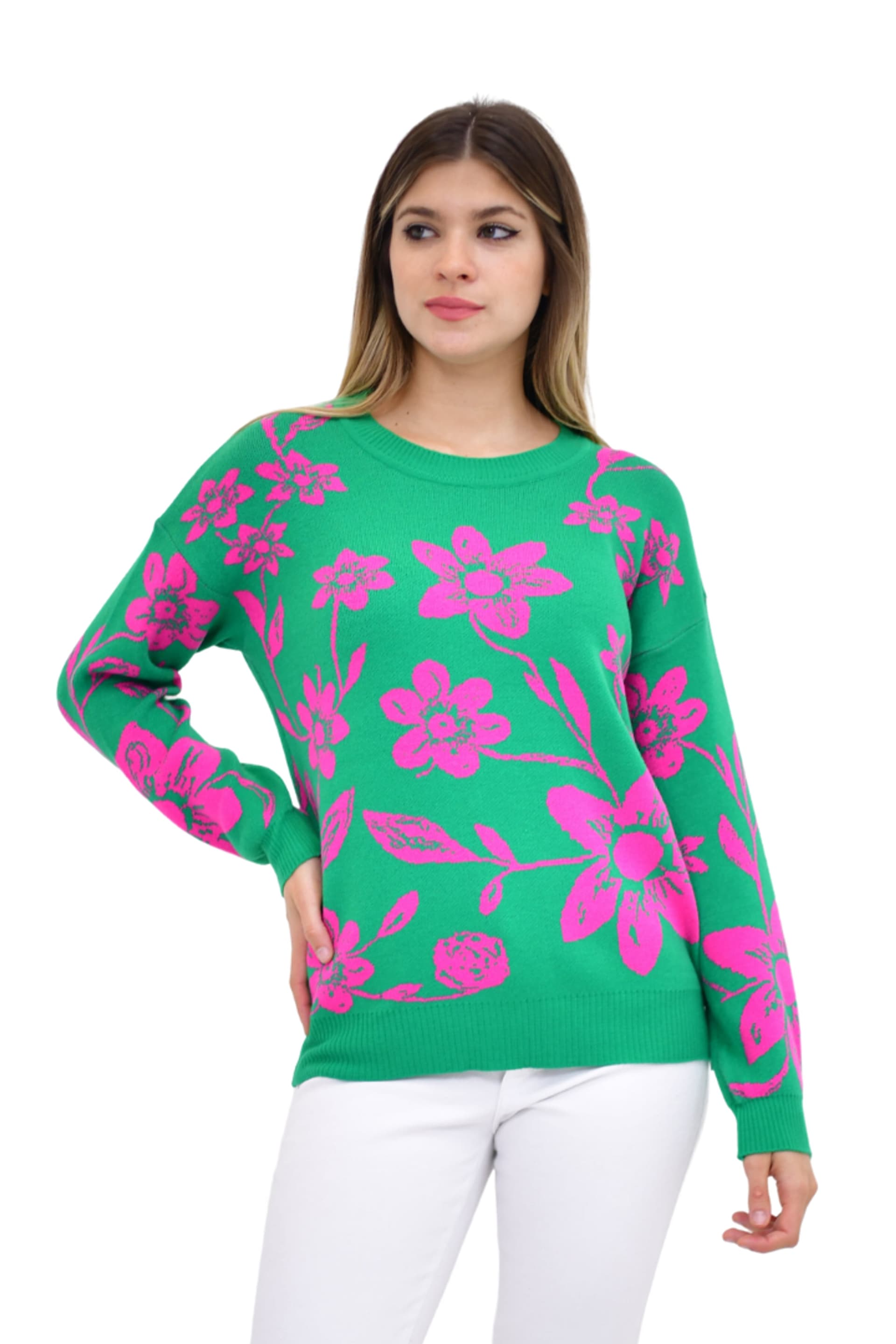 Sweater Grueso Con Diseño De Flores (1)