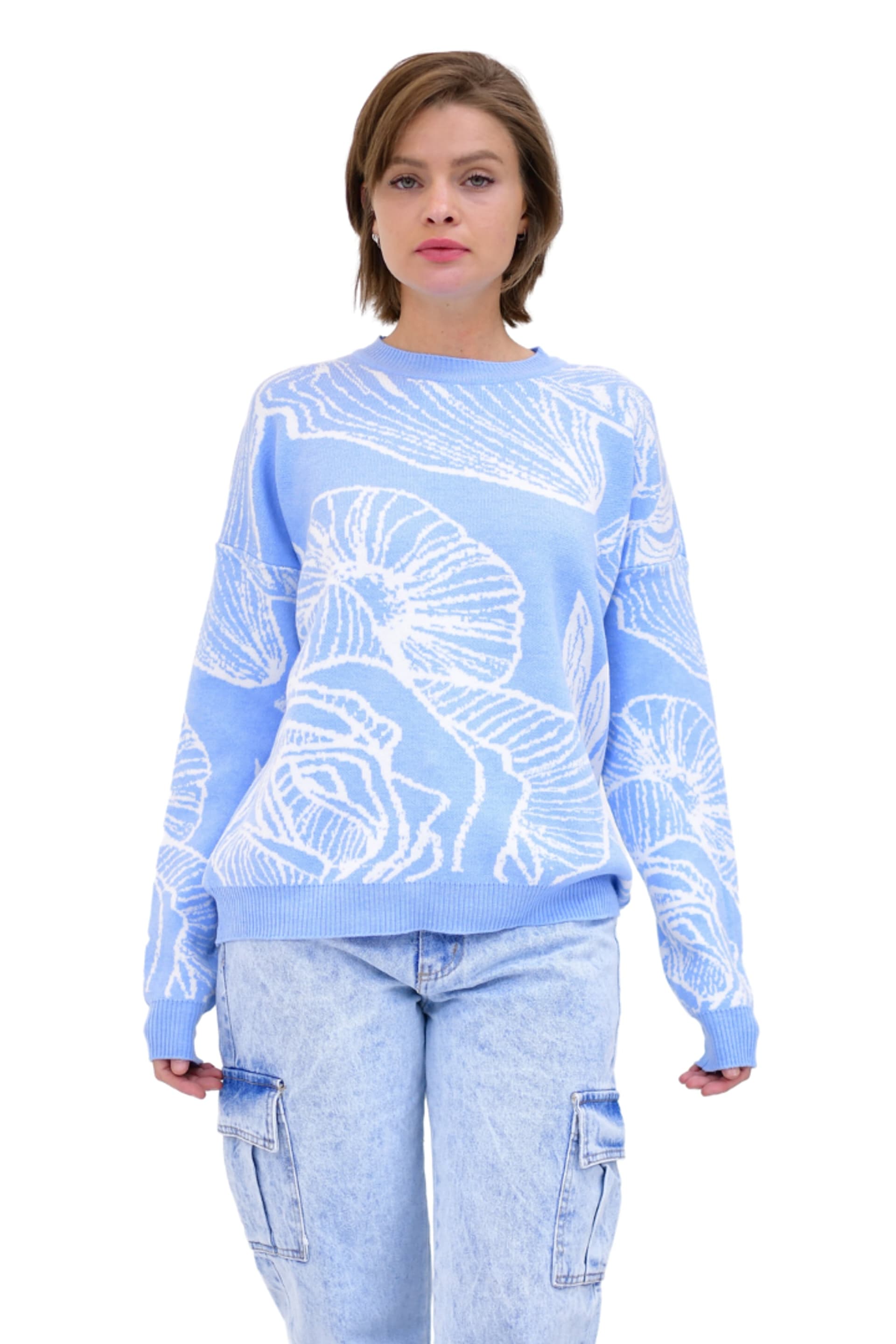 Sweater Grueso Con Diseño De Hojas